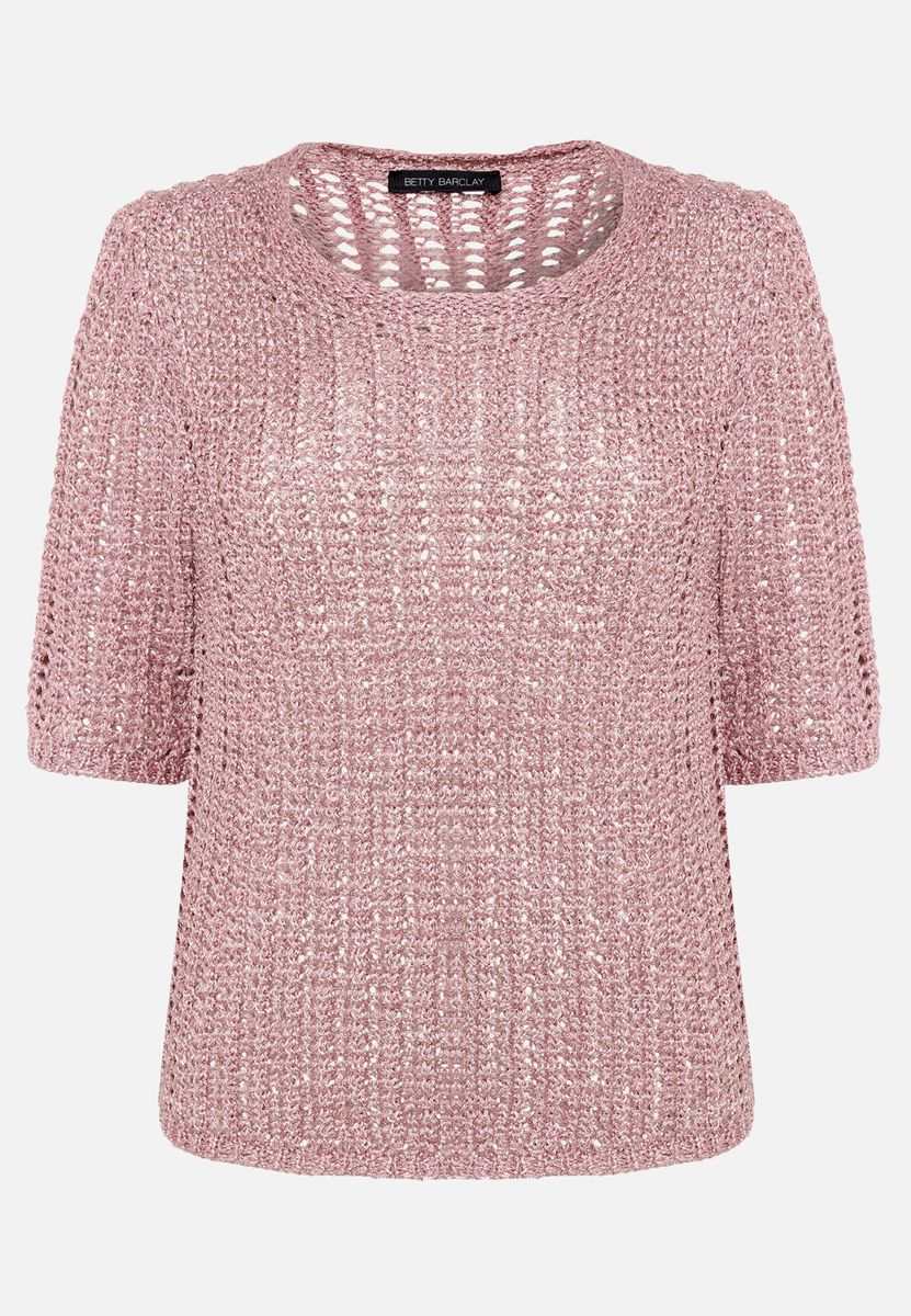 Ajour-Strickoberteil mit Metallic-Finish
