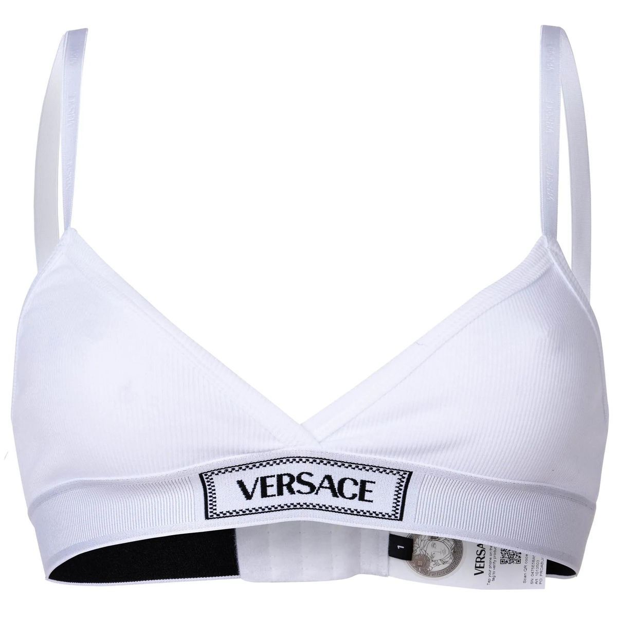 Geripptes Triangel-Bralette mit Logo-Band