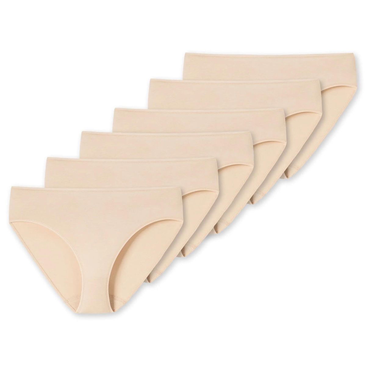 Klassische beige Slips mit hoher Taille 6er-Pack