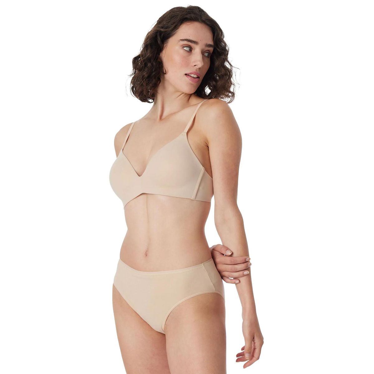 Klassische beige Slips mit hoher Taille 6er-Pack