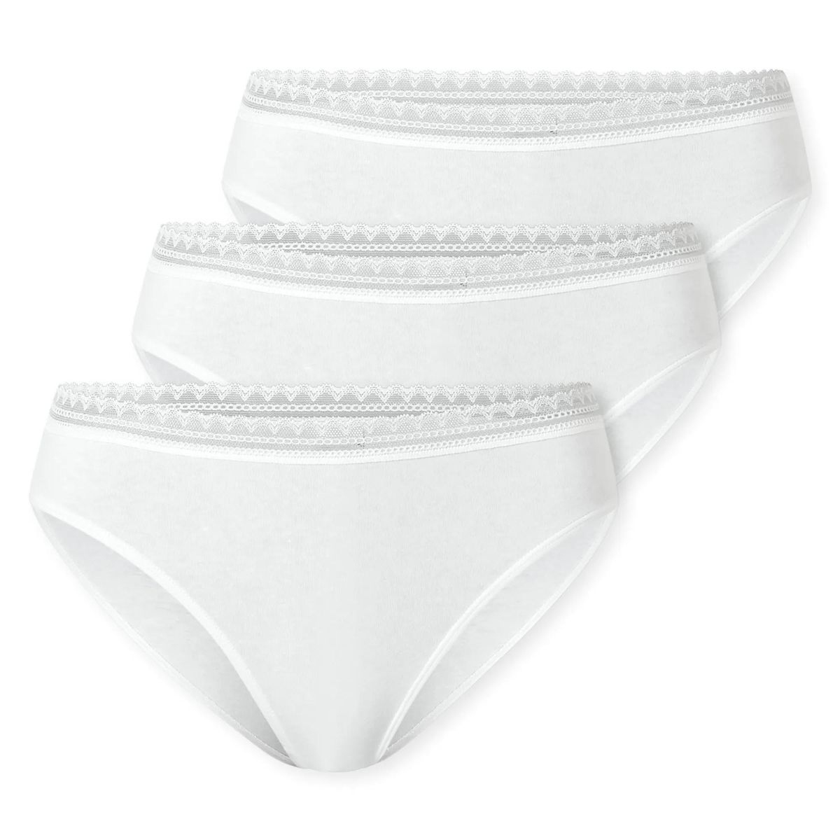 Klassische weiße Baumwollslips mit Spitzensaum