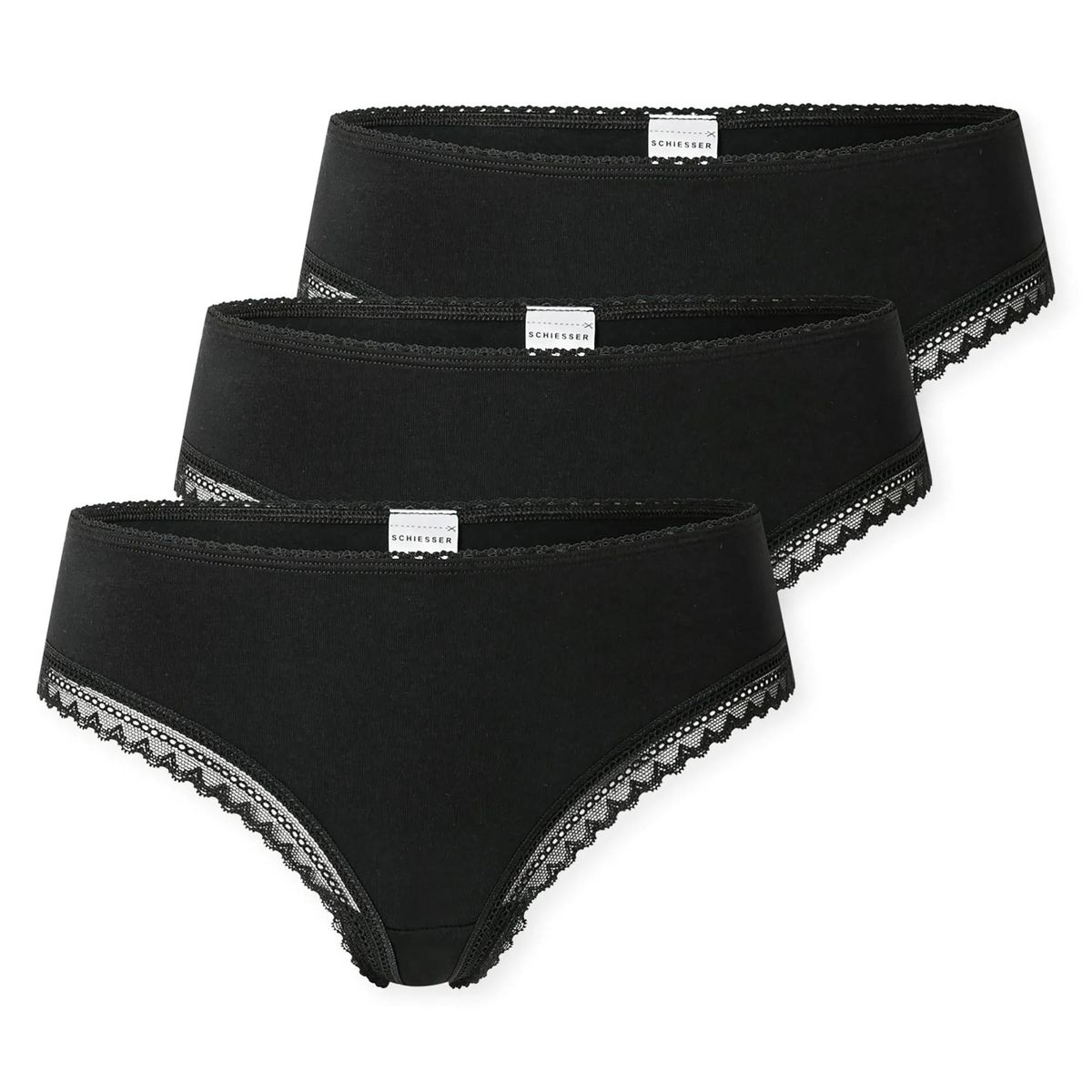 Schwarze Baumwoll-Cheeky-Slips mit Spitzendetails