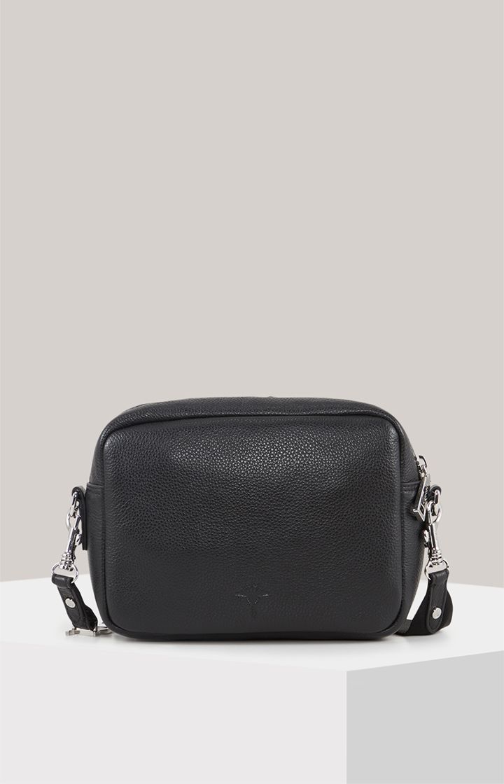 Joop! Vivace Cloe Schwarze Leder Umhängetasche mit Logo-Gurt