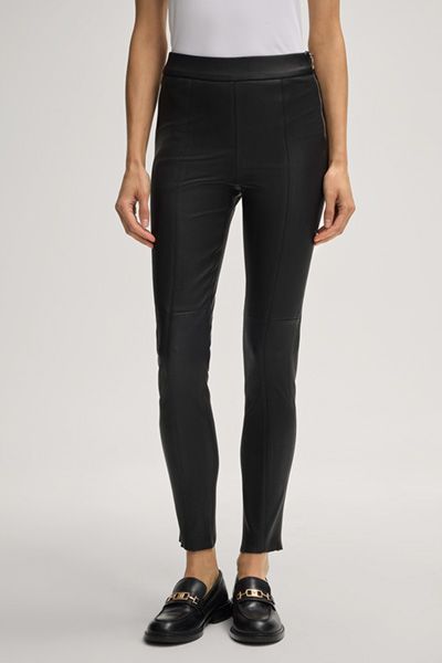 Uncommon Schwarze Lammleder-Jeggings mit Nahtdetails