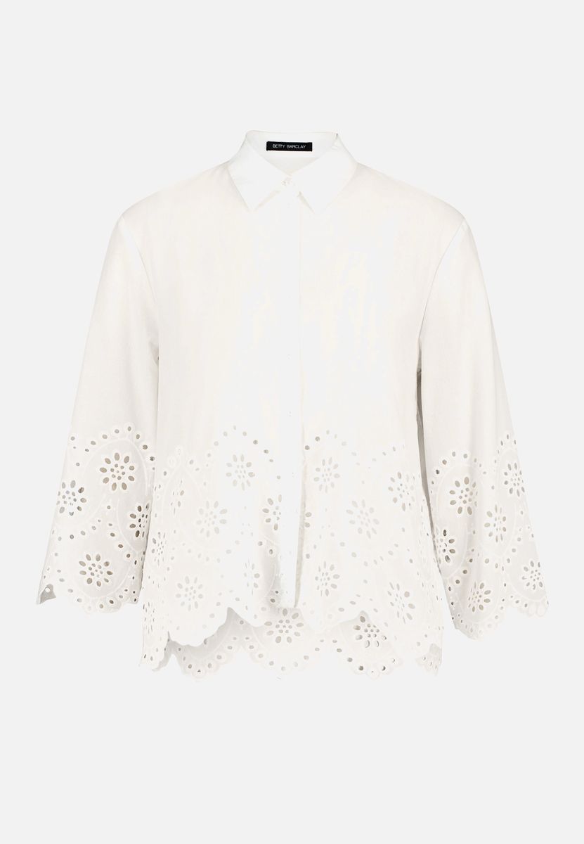 Elegante Baumwollbluse mit Lochstickerei