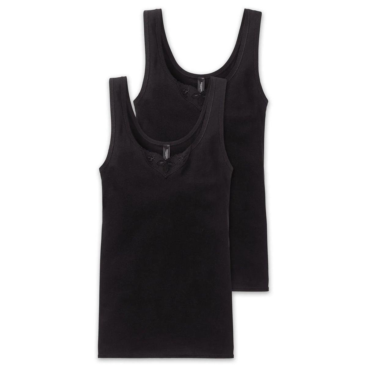 Schwarzes Baumwoll-Tanktop im Doppelpack