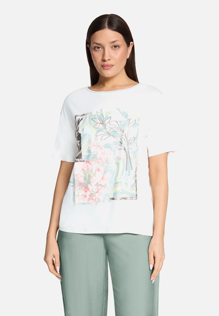 T-Shirt mit Blumenmuster und Rundhalsausschnitt