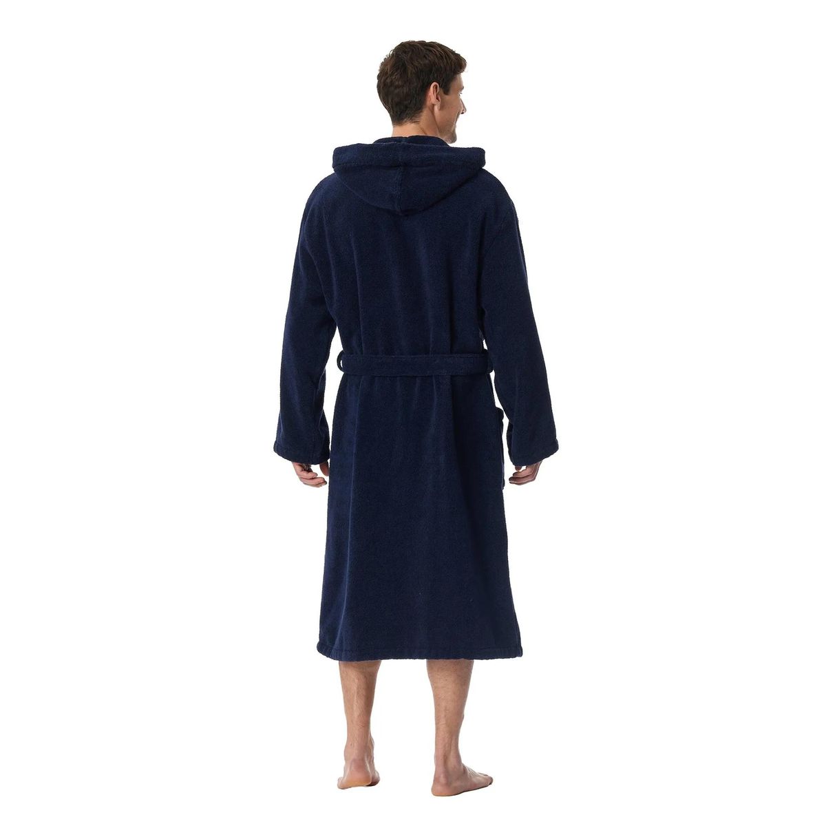 Herren Bademantel aus Baumwollfrottee mit Kapuze