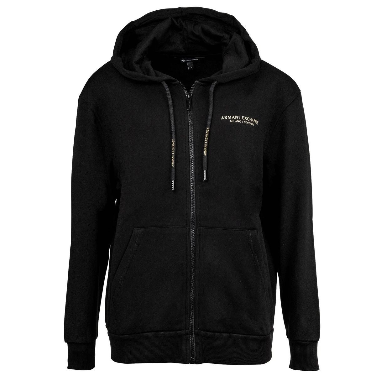 Schwarze Kapuzenjacke mit Reißverschluss