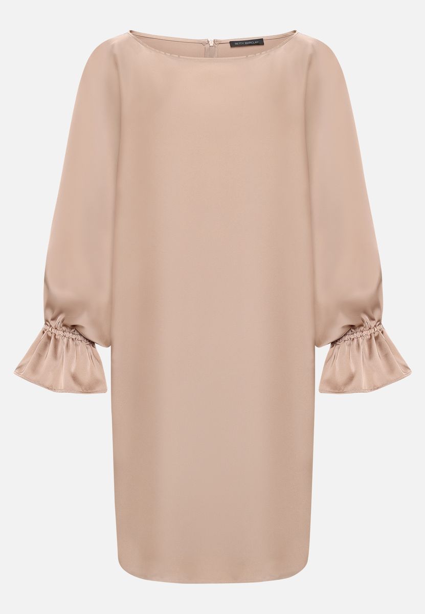 Elegantes Satin-Midikleid mit Rüschenmanschetten