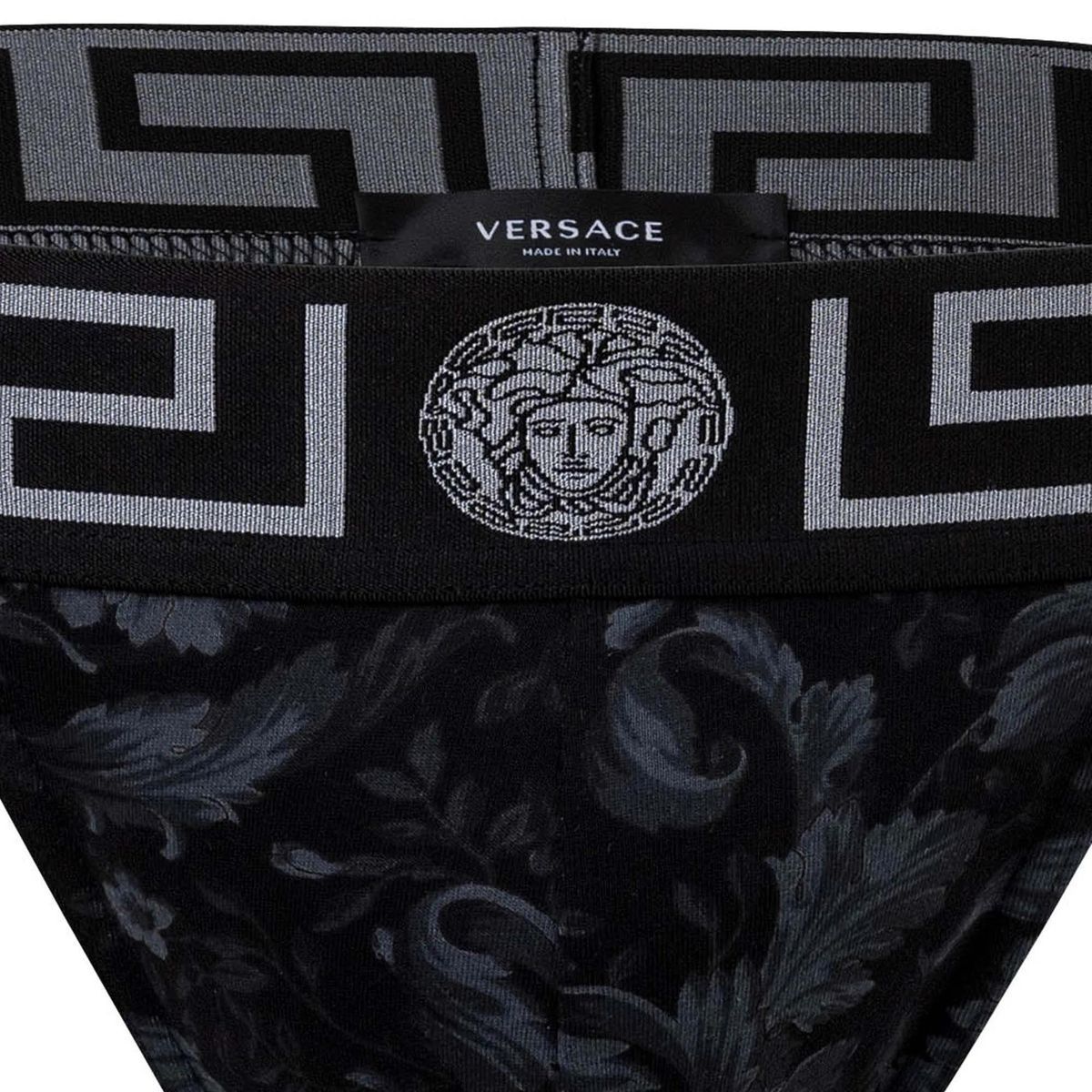 Schwarzer Versace Jockstrap mit Medusa-Logo