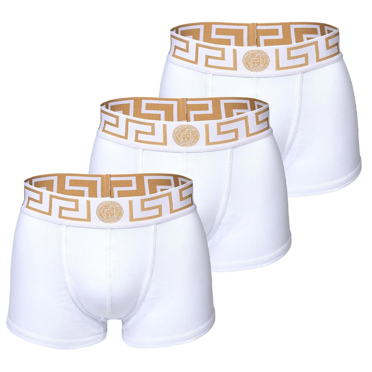 Weiße Boxershorts mit goldenem Bund
