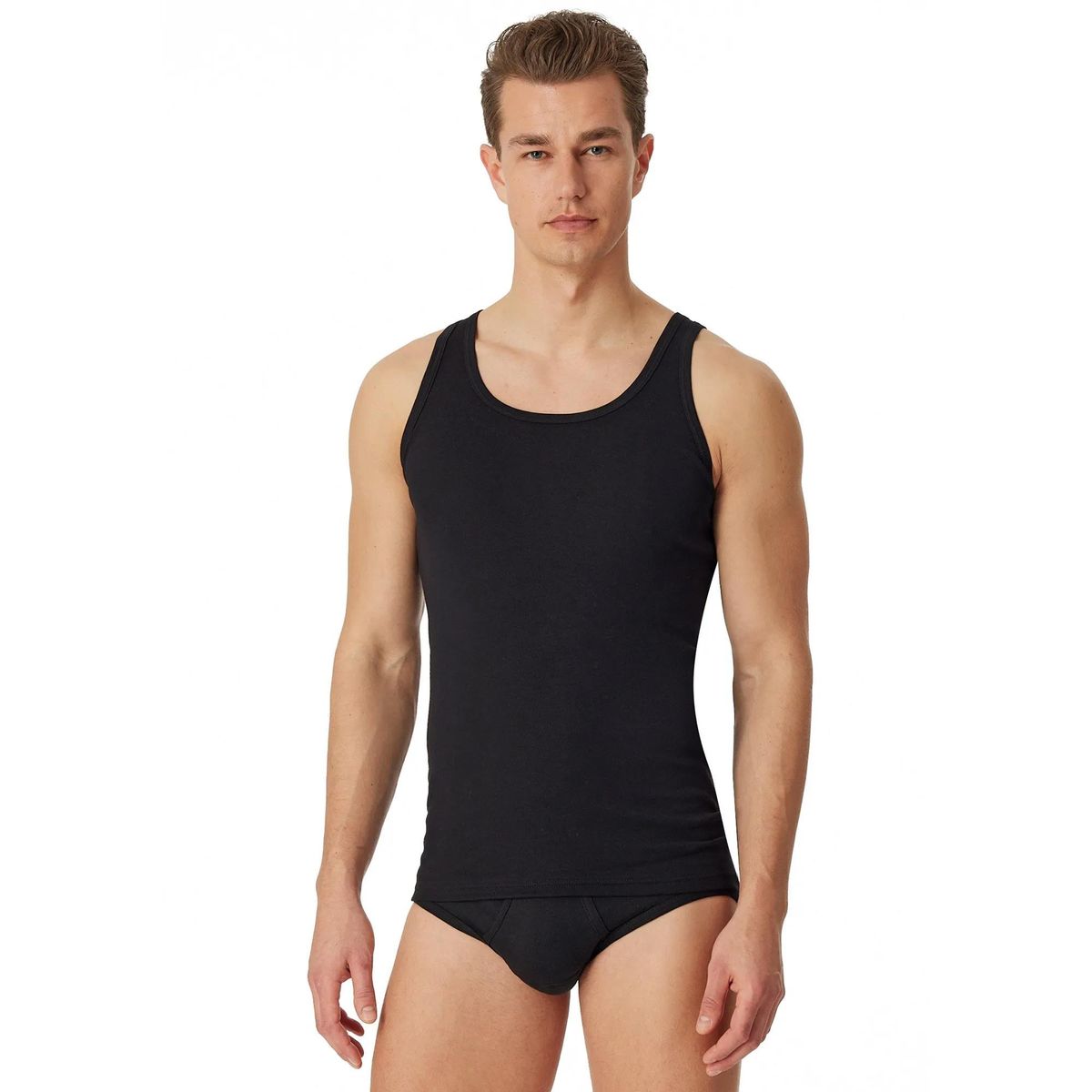 Klassisches schwarzes Baumwoll-Tanktop