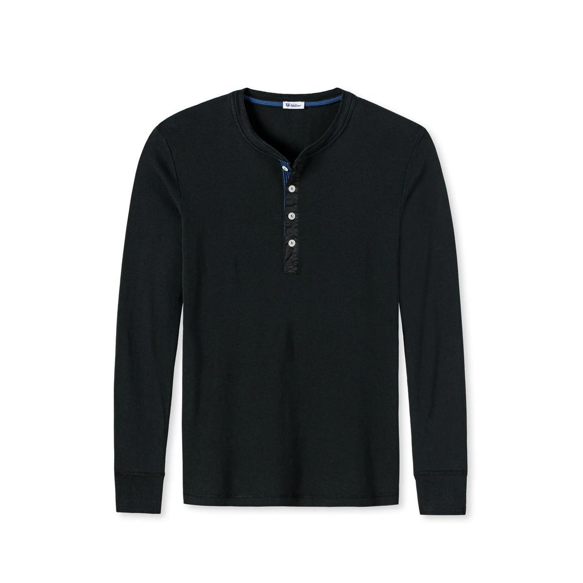 Schwarzes Langarm-Henley-Shirt