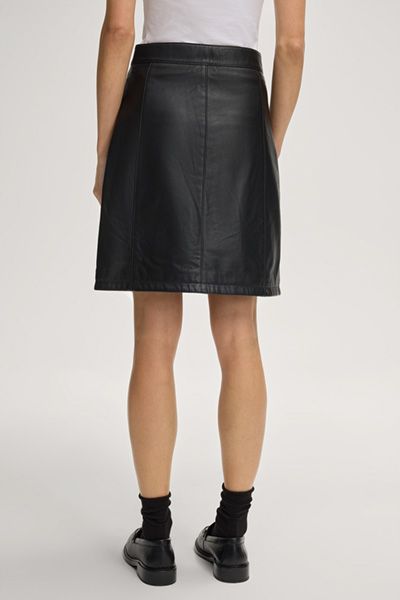 JOOP! Schwarzer A-Linien-Lederrock mit Knopfleiste
