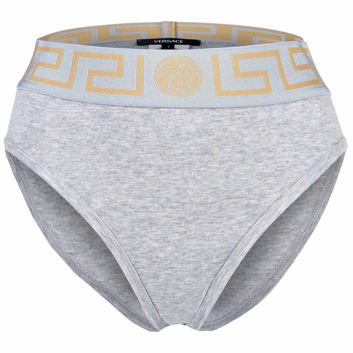 Grauer High-Leg Slip mit Logo-Bund