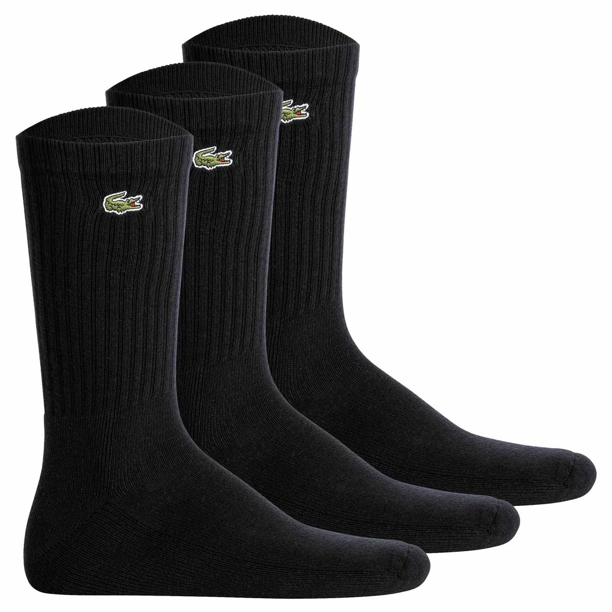 Schwarze gerippte Socken bis zur Wade, 3er-Pack