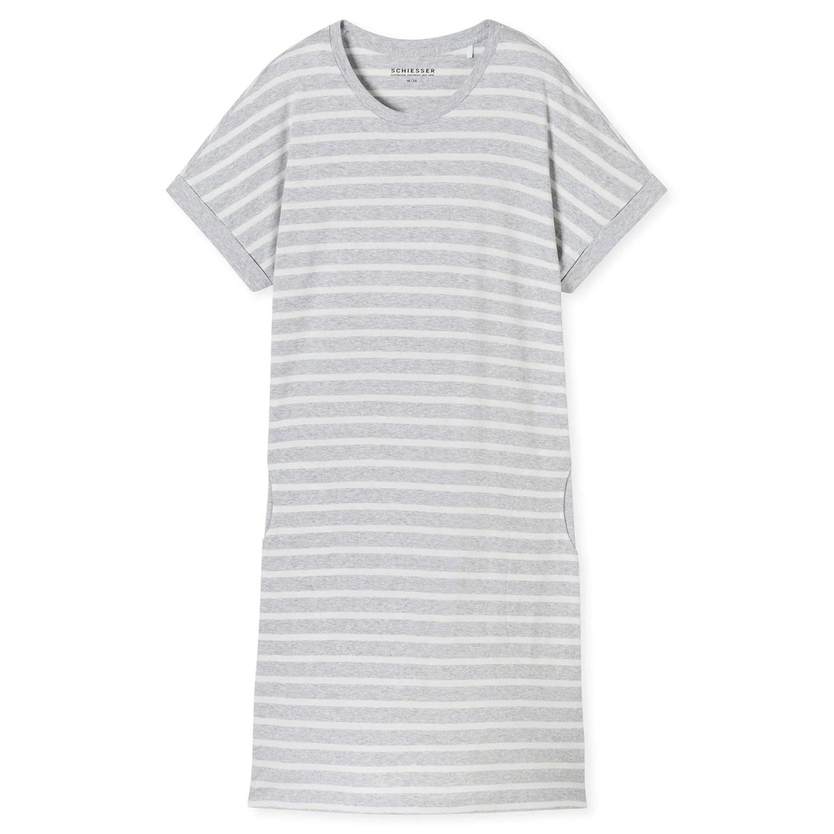 Gestreiftes Kurzarm-Nachthemd mit Taschen