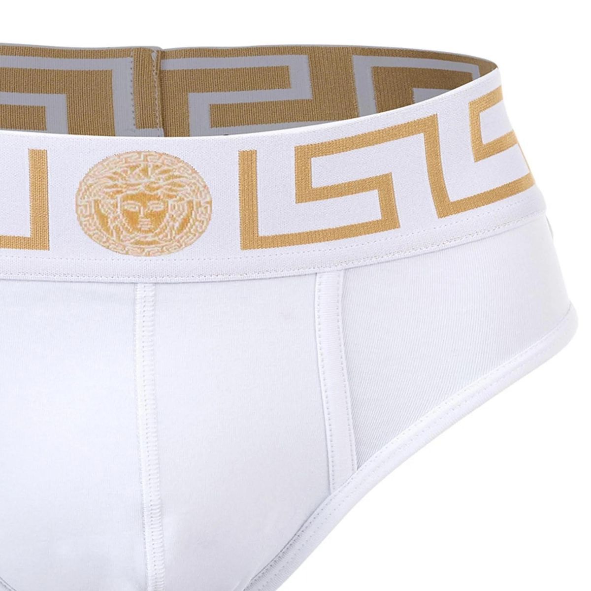 Herren Weißer Slip mit Logo-Bund