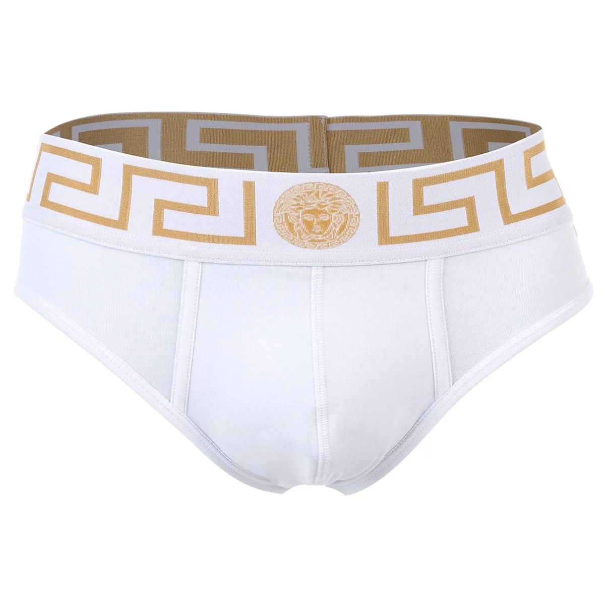 Herren Weißer Slip mit Logo-Bund