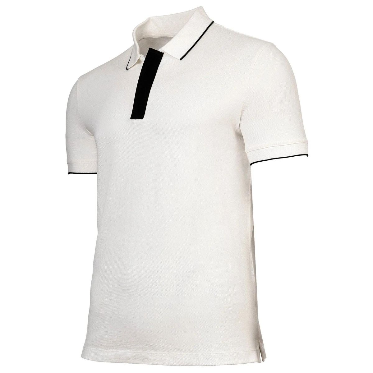 Herren Poloshirt Weiß mit Schwarzem Detail
