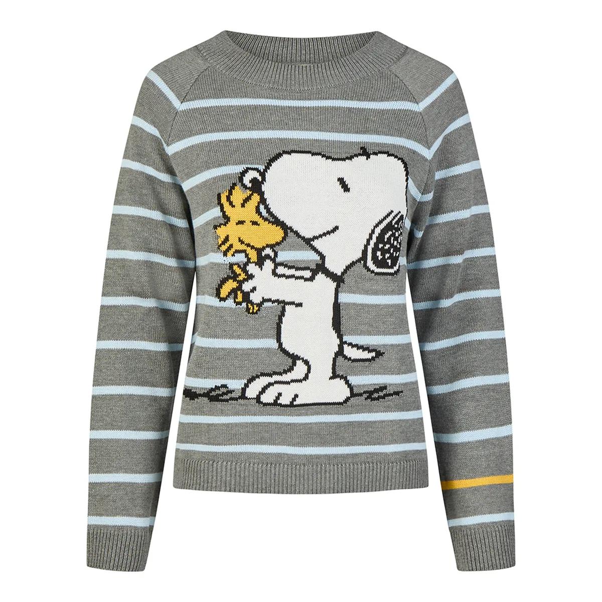 Gestreifter Snoopy und Woodstock Baumwollpullover