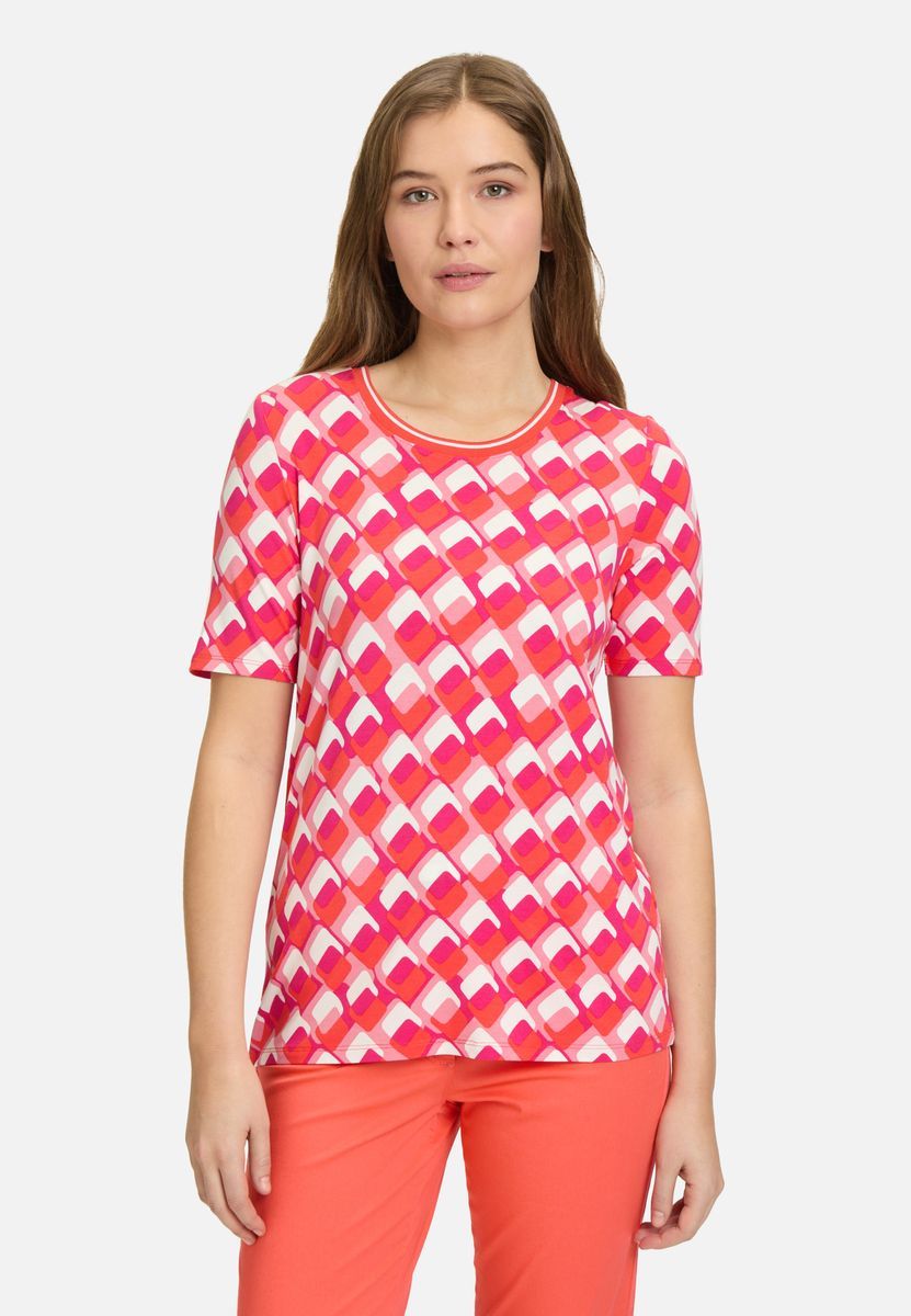 Figurbetontes Basic T-Shirt mit geometrischem Muster