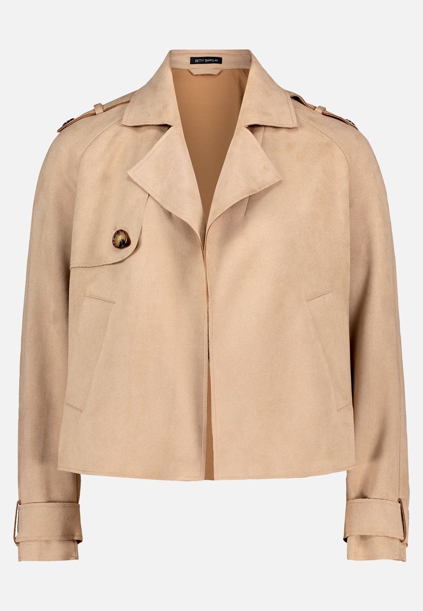 Kurzer Trenchcoat aus Velourslederimitat