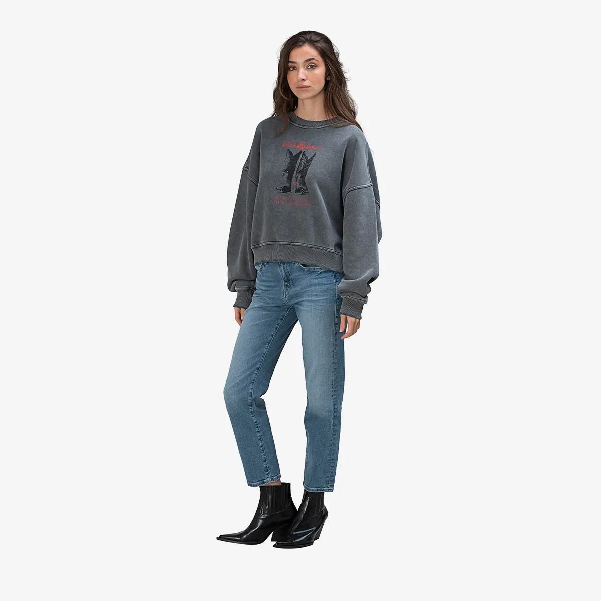 Sweatshirt mit Grafikprint und kurzem Schnitt