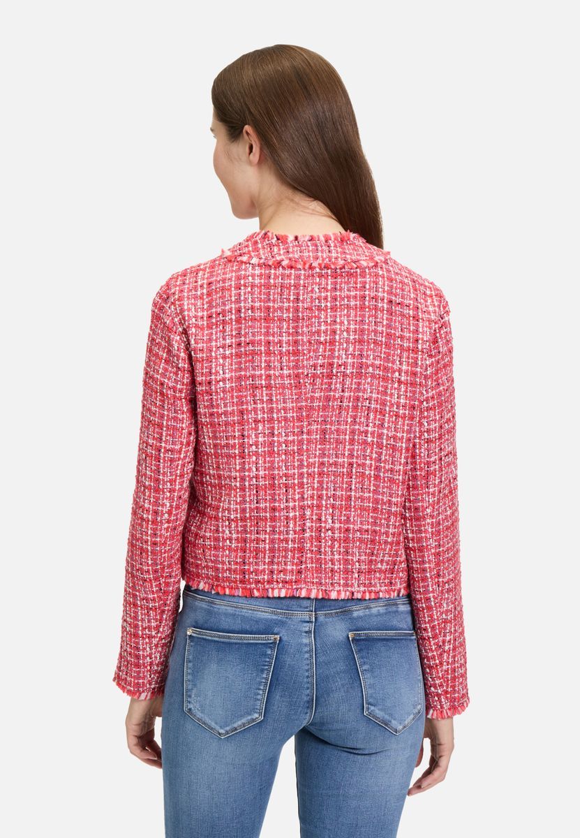 Strukturierte Tweed Blazerjacke mit Reißverschluss