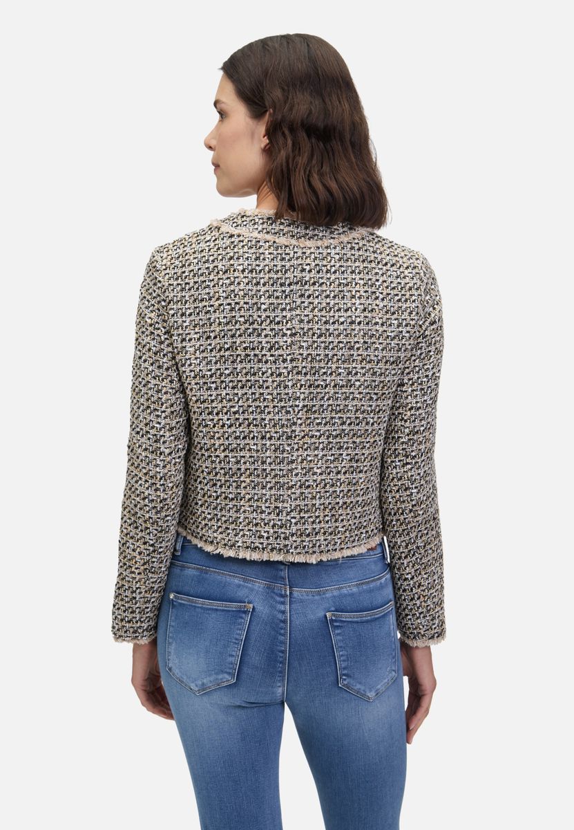 Strukturierte Tweed Blazerjacke mit Reißverschluss