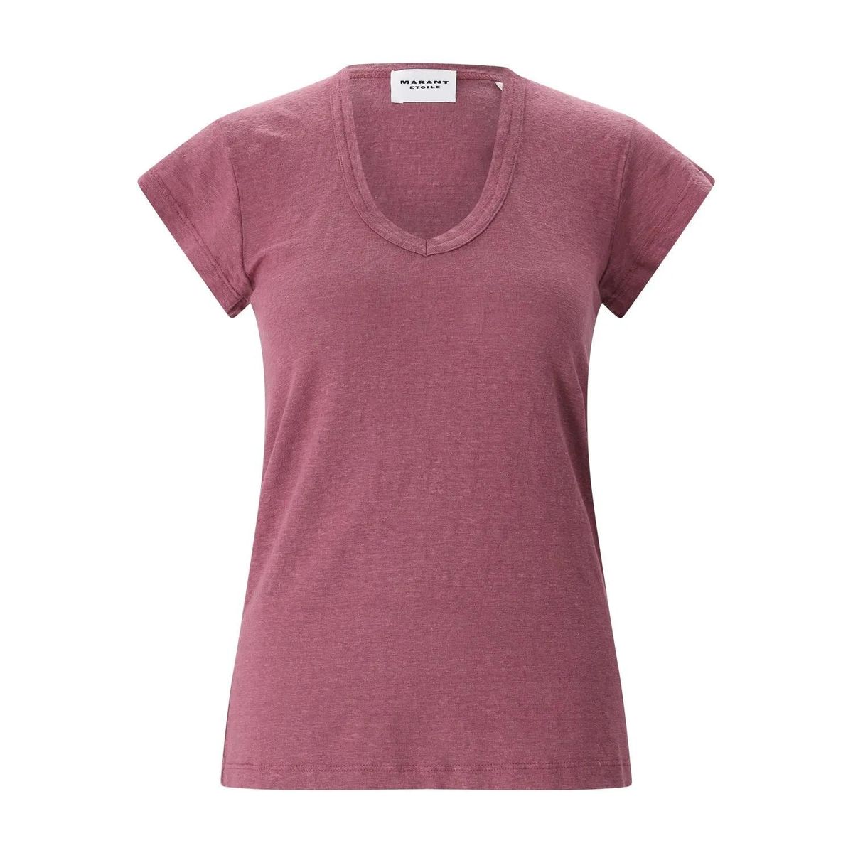 Leinen V-Ausschnitt T-Shirt mit Relaxed Fit