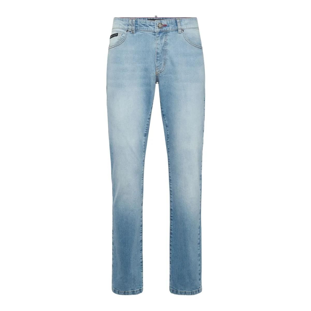 Hellblaue Straight Leg Jeans