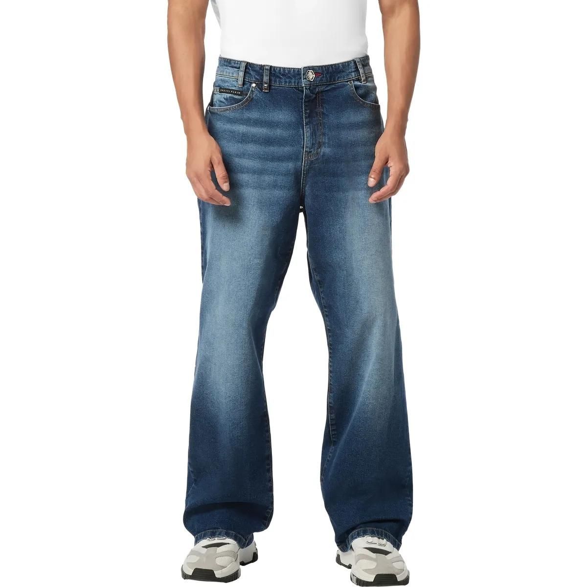 Jeans mit weitem Bein und Stone-Wash-Optik