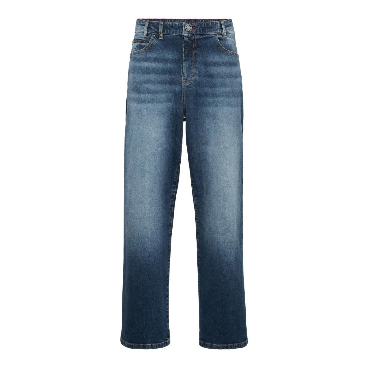 Jeans mit weitem Bein und Stone-Wash-Optik