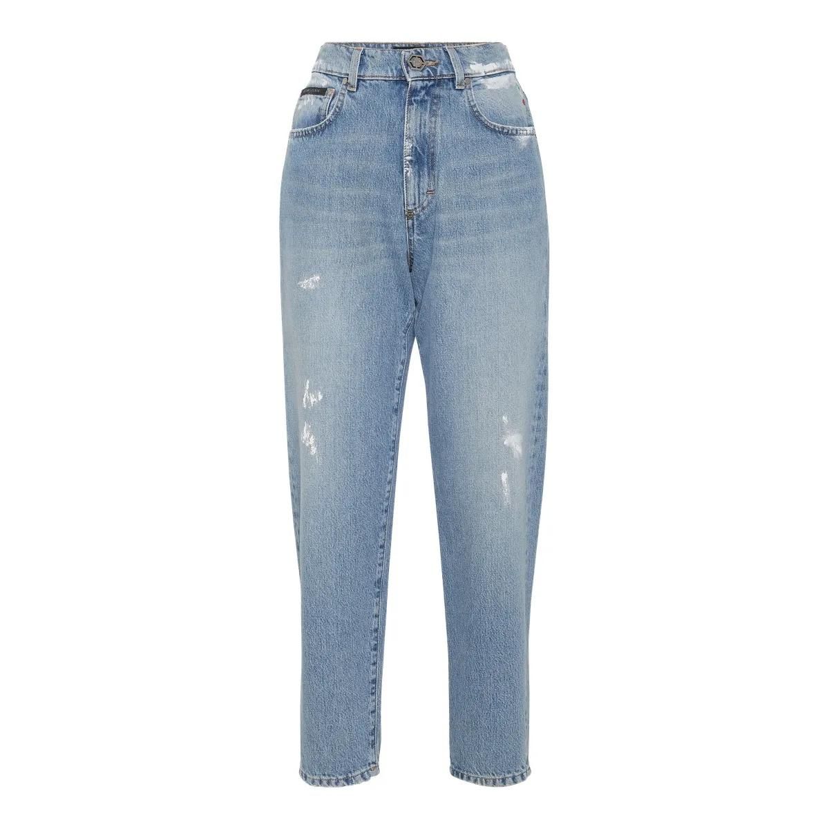 Distressed High-Waisted Mom Jeans
