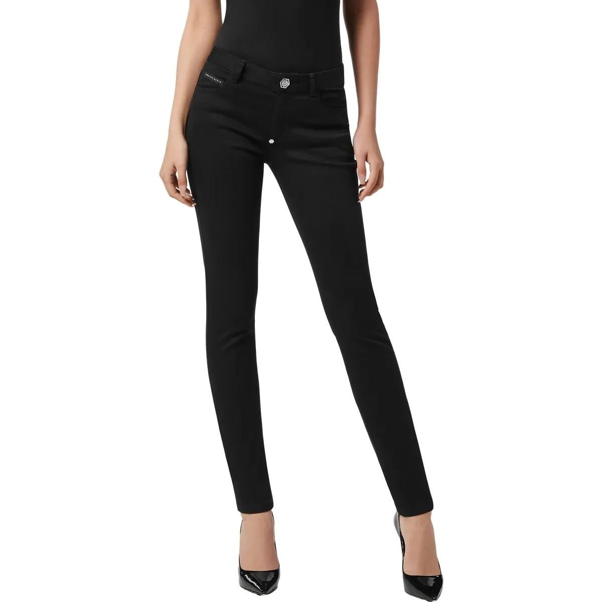 Schmal geschnittene schwarze Jeggings Fatale
