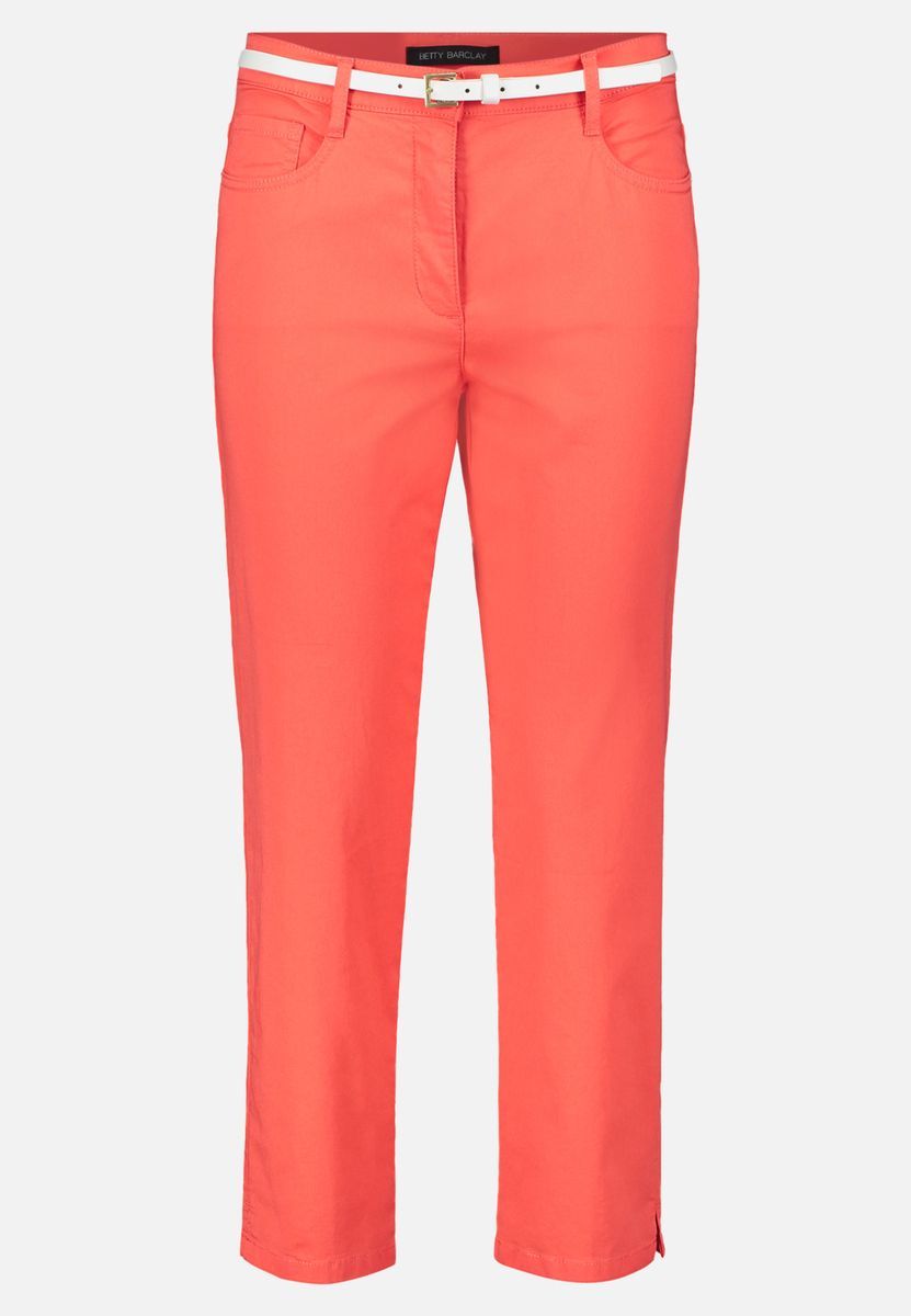 Schmal geschnittene Cropped-Hose mit Gürtel