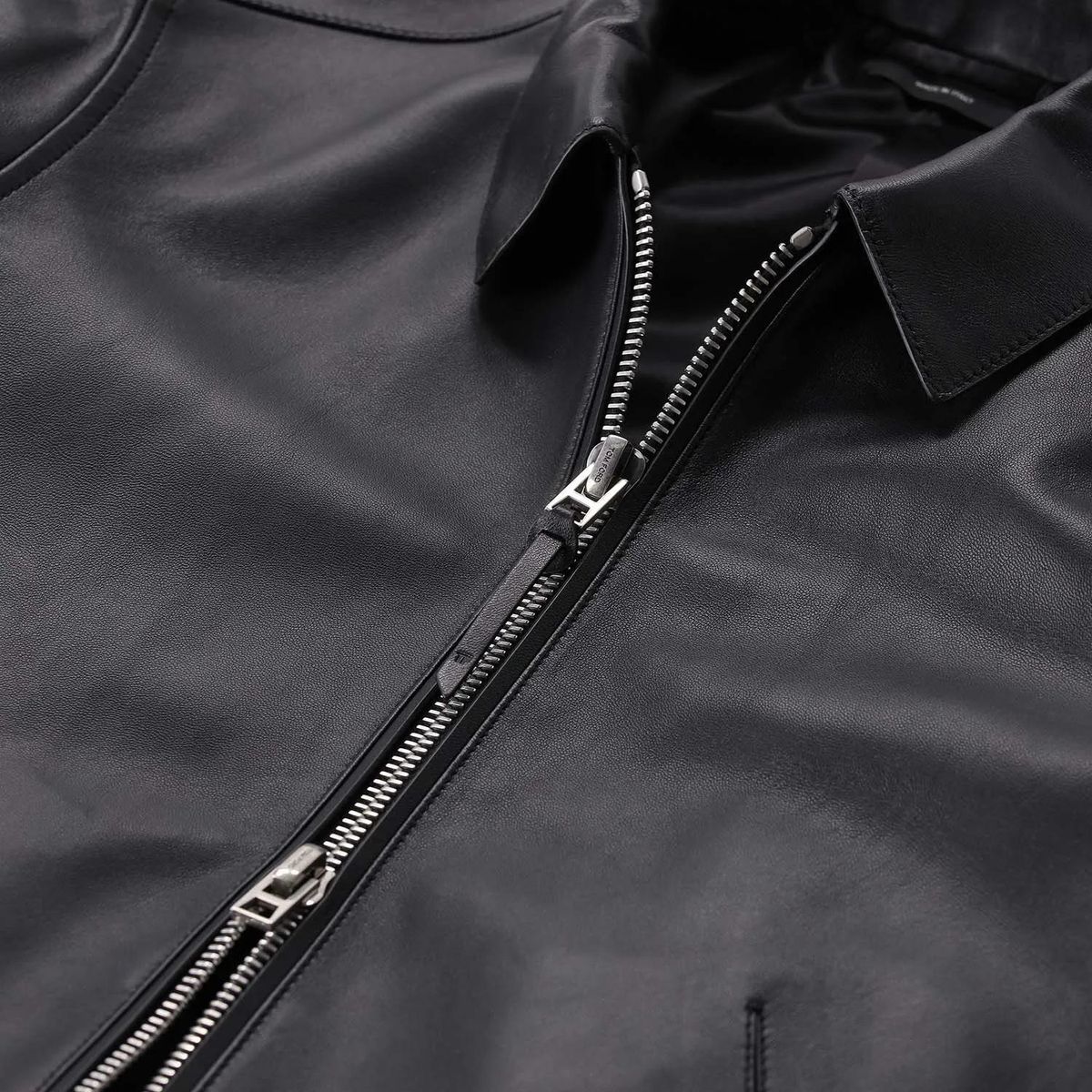 Leder Blouson Jacke mit Rippstrickbesatz