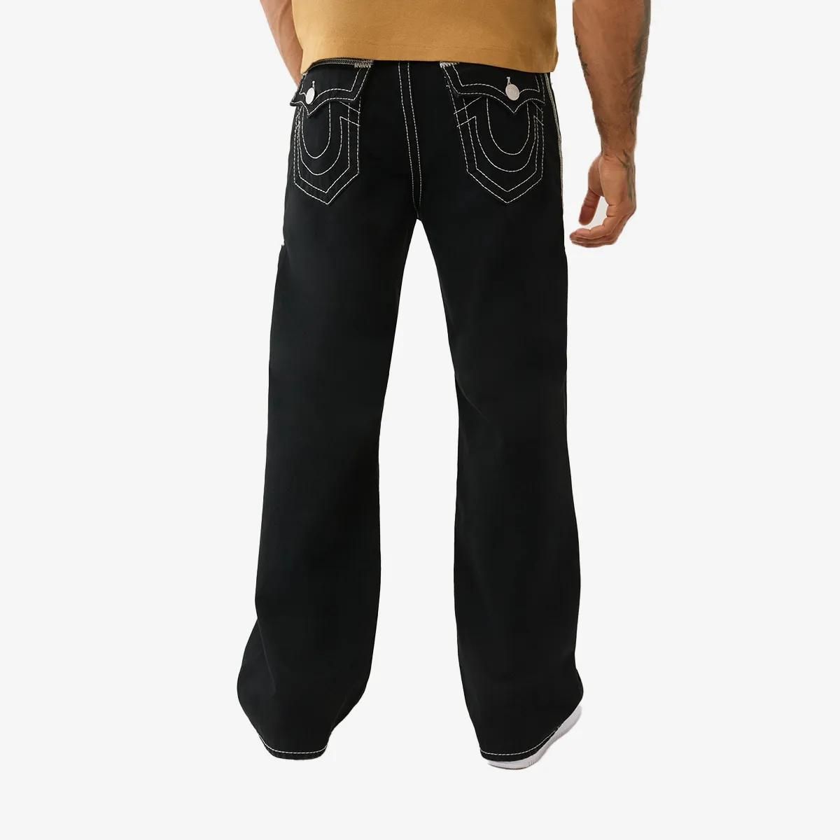 Schwarze Baggy Jeans mit weißen Nähten