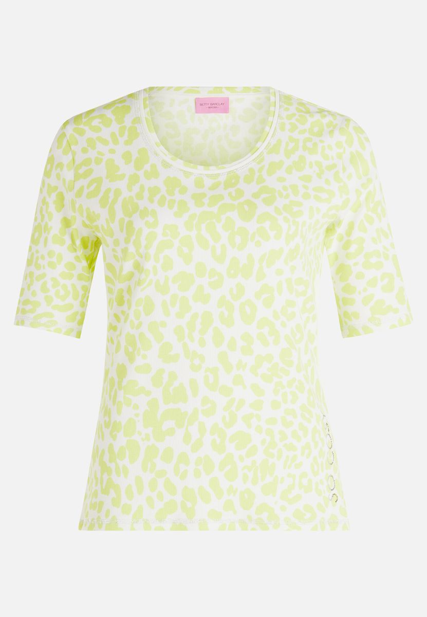 Rippshirt mit Animalprint und Halbarm