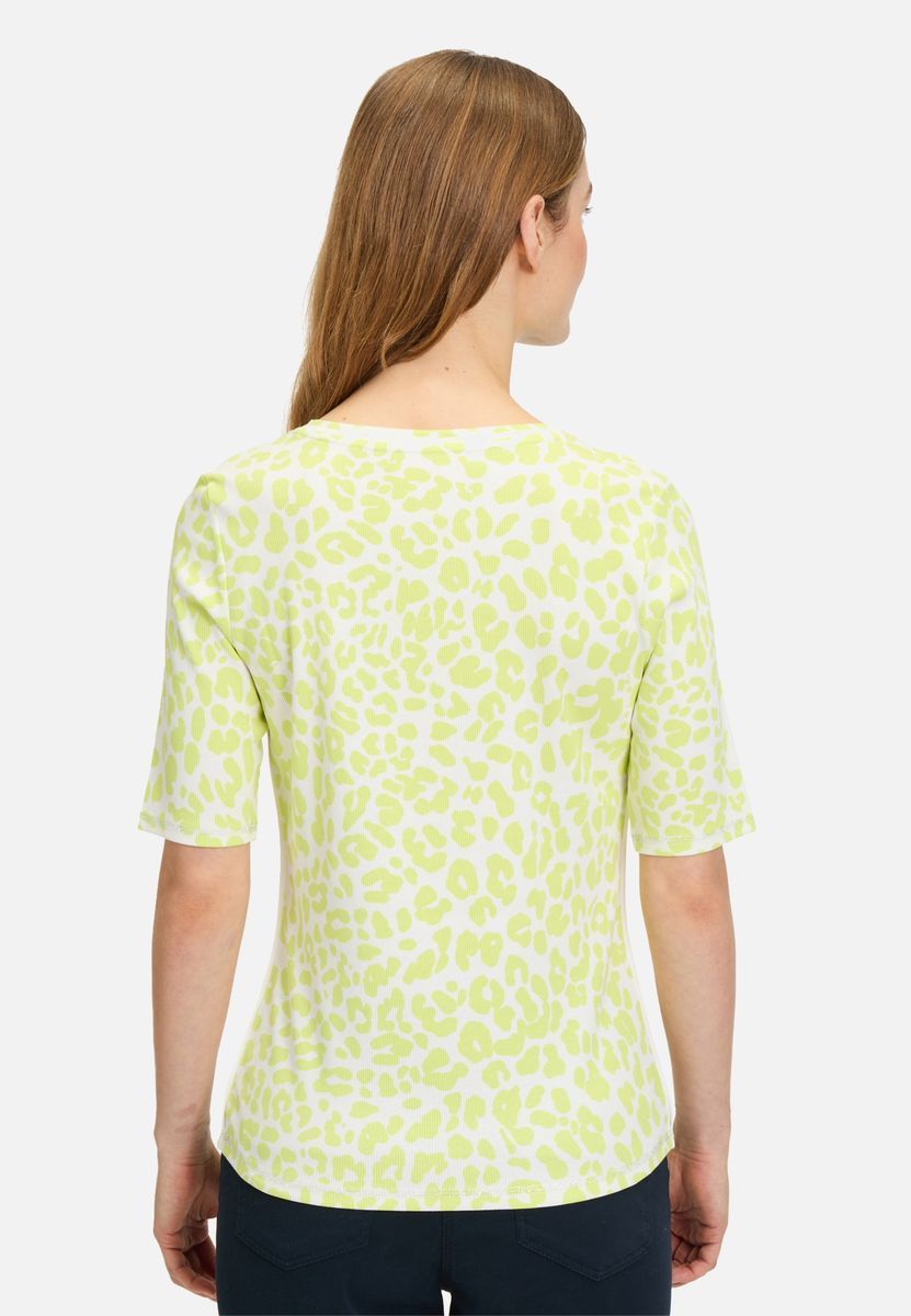 Basic-Shirt mit Rippenstruktur und Animal-Print