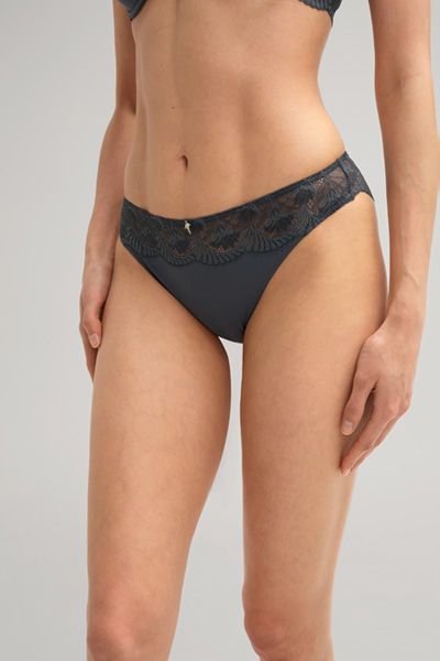 Beautiful Anthrazit Tanga mit floraler Spitze - Sinnliche Dessous