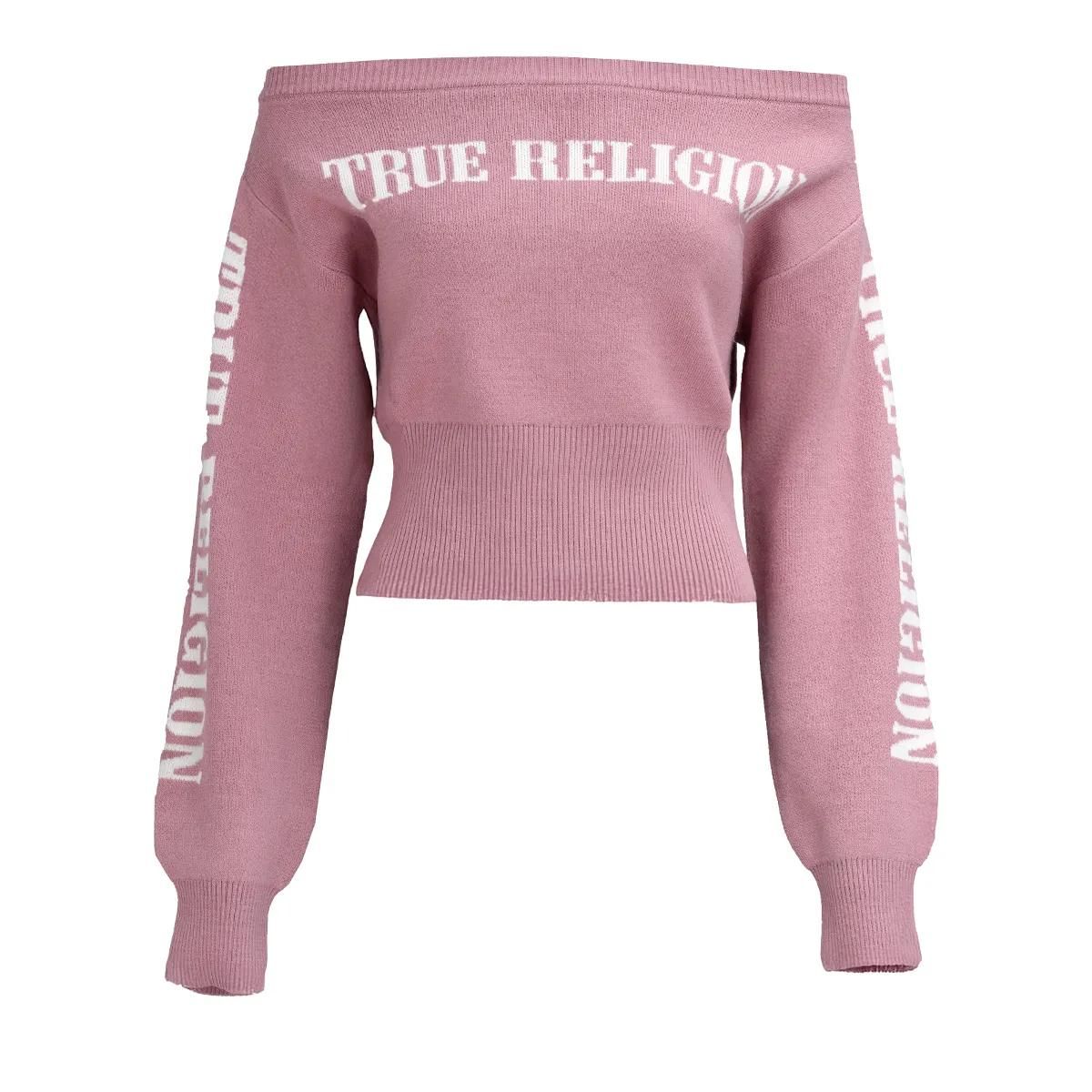 Kurz geschnittener schulterfreier Logo-Pullover