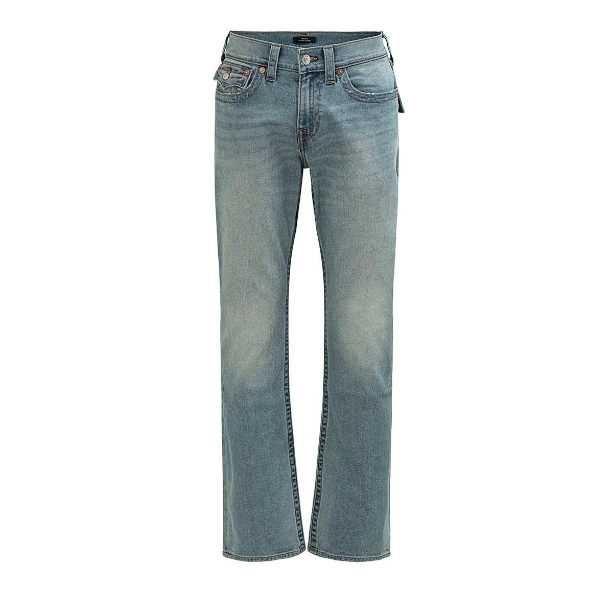 Jeans mit geradem Bein und Used-Waschung