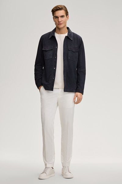 Marineblaue Wildleder Overshirt Jacke