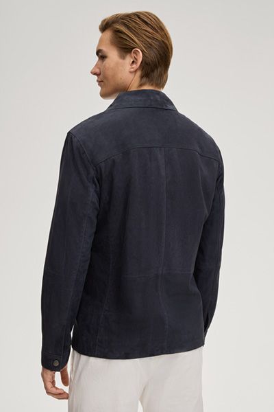 Marineblaue Wildleder Overshirt Jacke