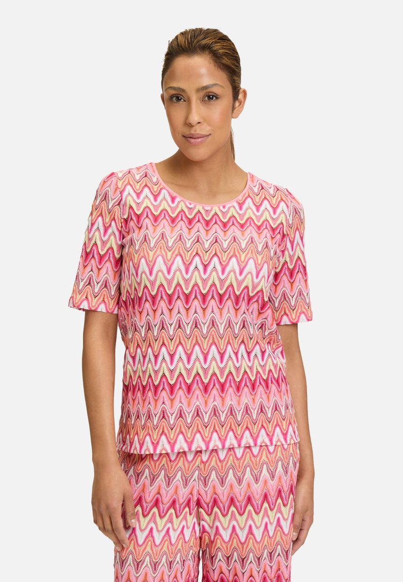 Strick-T-Shirt mit Zickzackmuster