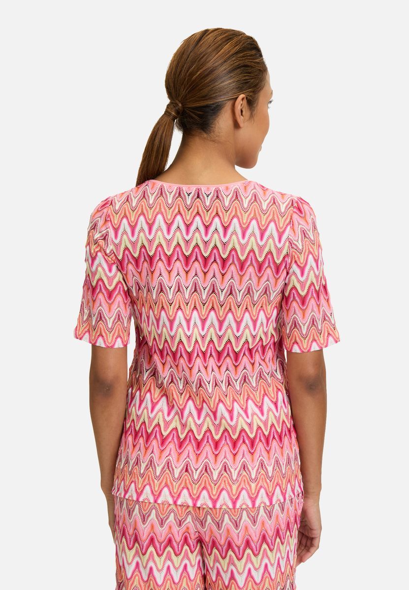 Strick-T-Shirt mit Zickzackmuster