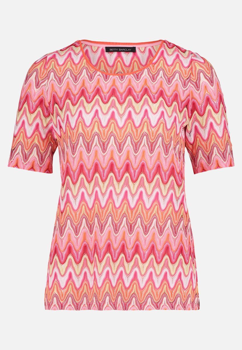 Strick-T-Shirt mit Zickzackmuster